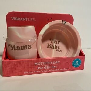 Vibrant Life Silicone Wine Cup & Collapsible Pet Bowl Gift Set New